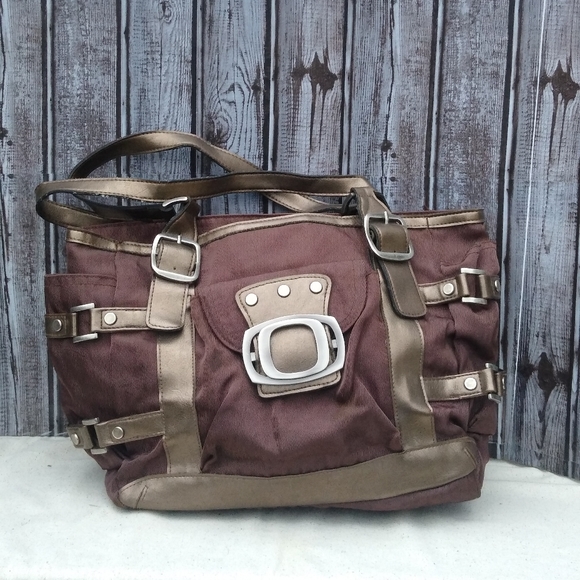 Rip Stop Nylon Faux Leather Buckle & Strap 3 Compartment Shoulder Bag - Picture 15 of 15